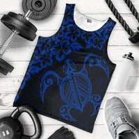 Hawaiian Map Turtle Hibiscus Kanaka Polynesian Tank Top - Blue - AH - Polynesian Pride