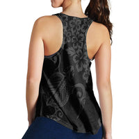 Hawaiian Map Turtle Hibiscus Kanaka Polynesian Racerback Tank - Gray - AH - Polynesian Pride