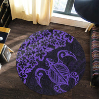 Hawaiian Map Turtle Hibiscus Kanaka Polynesian Round Carpet - Purple - AH - Polynesian Pride