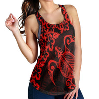 Hawaiian Map Turtle Hibiscus Kanaka Polynesian Racerback Tank - Red - AH - Polynesian Pride