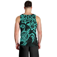 Hawaiian Map Turtle Hibiscus Kanaka Polynesian Tank Top - Turquoise - AH - Polynesian Pride