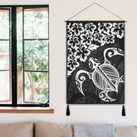 Hawaiian Map Turtle Hibiscus Kanaka Polynesian Hanging Poster - White - AH - Polynesian Pride