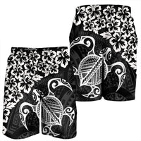 Hawaiian Map Turtle Hibiscus Kanaka Polynesian Men's Shorts - White - AH - Polynesian Pride