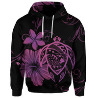 Custom Hawaiian Map Turtle Hibiscus Plumeria Polynesian Hoodie Pink - Polynesian Pride