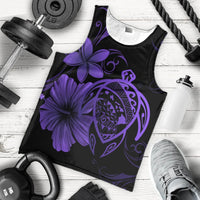 Hawaiian Map Turtle Hibiscus Plumeria Polynesian Tank Top - Purple - AH - Polynesian Pride