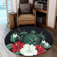 Hawaiian Map Turtle Hibiscus Polynesian Round Carpet - AH - Polynesian Pride