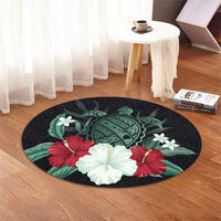 Hawaiian Map Turtle Hibiscus Polynesian Round Carpet - AH - Polynesian Pride
