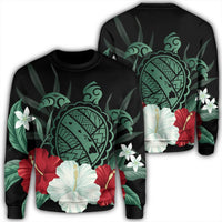 Hawaiian Map Turtle Hibiscus Polynesian Sweatshirt - AH Unisex Black - Polynesian Pride