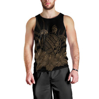 Hawaiian Map Turtle Hibiscus Polynesian Tank Top - Gold - AH Black - Polynesian Pride