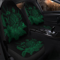 Hawaiian Map Turtle Hibiscus Polynesian Car Seat Covers - Green - AH - Polynesian Pride