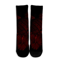 Hawaiian Map Turtle Hibiscus Polynesian Crew Socks - Red - AH - Polynesian Pride
