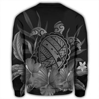 Hawaiian Map Turtle Hibiscus Polynesian Sweatshirt - White - AH - Polynesian Pride
