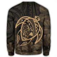 Hawaiian Map Turtle Kanaka Hibiscus Polynesian Sweatshirt - Gold - AH - Polynesian Pride