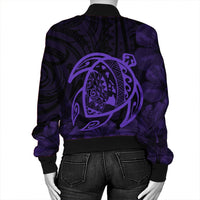 Hawaiian Map Turtle Kanaka Hibiscus Polynesian Bomber Jacket - Purple - AH - Polynesian Pride