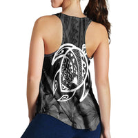 Hawaiian Map Turtle Kanaka Hibiscus Polynesian Racerback Tank - White - AH - Polynesian Pride
