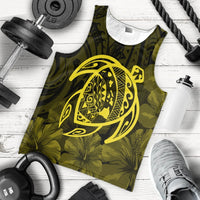 Hawaiian Map Turtle Kanaka Hibiscus Polynesian Tank Top - Yellow - AH - Polynesian Pride
