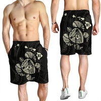 Hawaiian Map Turtle Ohana Hibicus Polynesian Men's Shorts - Beige - AH - Polynesian Pride