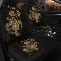 Hawaiian Map Turtle Ohana Hibicus Polynesian Car Seat Covers - Gold - AH - Polynesian Pride