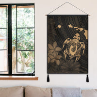 Hawaiian Map Turtle Plumeria Hibiscus Fish Hook Polynesian Hanging Poster Gold - AH - Polynesian Pride