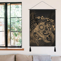 Hawaiian Map Turtle Tattoo Hibiscus Plumeria Polynesian Hanging Poster - Gold - AH - Polynesian Pride