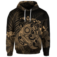 Custom Hawaiian Map Turtle Tattoo Hibiscus Plumeria Polynesian Hoodie Gold - Polynesian Pride