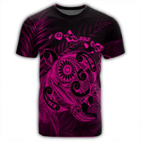 Hawaiian Map Turtle Tattoo Hibiscus Plumeria Polynesian T Shirt Pink AH - Polynesian Pride