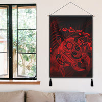 Hawaiian Map Turtle Tattoo Hibiscus Plumeria Polynesian Hanging Poster - Red - AH - Polynesian Pride