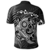 Hawaiian Map Turtle Tattoo Hibiscus Plumeria Polynesian Polo Shirt White - Polynesian Pride