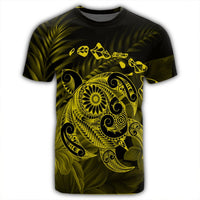 Hawaiian Map Turtle Tattoo Hibiscus Plumeria Polynesian T Shirt Yellow AH - Polynesian Pride