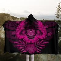 Hawaiian Owl Hibiscus Plumeria Polynesian Hooded Blanket - Pink - AH - Polynesian Pride