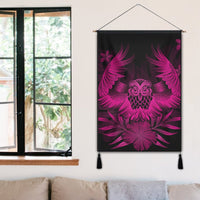 Hawaiian Owl Hibiscus Plumeria Polynesian Hanging Poster - Pink - AH - Polynesian Pride