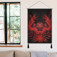 Hawaiian Owl Hibiscus Plumeria Polynesian Hanging Poster - Red - AH - Polynesian Pride