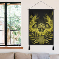 Hawaiian Owl Hibiscus Plumeria Polynesian Hanging Poster - Yellow - AH - Polynesian Pride