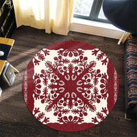 Hawaiian Palm Tree Quilt Tradition Red Round Carpet - AH - Polynesian Pride
