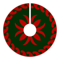 Hawaiian Pattern Flower Lovely Polynesian Tree Skirt - Red Green - AH - Polynesian Pride