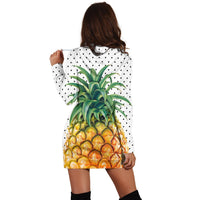 Hawaiian Pineapple Polka Dots Background Polynesian Hoodie Dress - AH - Polynesian Pride