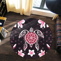 Hawaiian Pinky Turtle Plumeria Round Carpet AH - Polynesian Pride
