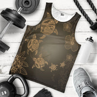 Hawaiian Plumeria Hibiscus Turtle Under Sea Polynesian Tank Top Gold AH - Polynesian Pride