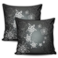 Hawaiian Plumeria Hibiscus Turtle Under Sea Polynesian Pillow Covers White AH - Polynesian Pride