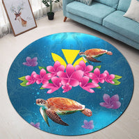 Hawaiian Plumeria Kanaka Turtle Sea Polynesian Round Carpet - AH - Polynesian Pride