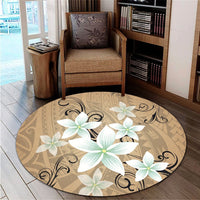 Hawaiian Plumeria Polynesian Round Carpet - Gold - AH - Polynesian Pride