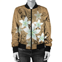 Hawaiian Plumeria Polynesian Bomber Jacket - Gold - AH - Polynesian Pride