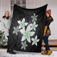 Hawaiian Plumeria Polynesian Premium Blankets - Gray - AH - Polynesian Pride