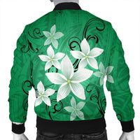Hawaiian Plumeria Polynesian Bomber Jacket - Green - AH - Polynesian Pride