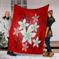 Hawaiian Plumeria Polynesian Premium Blankets - Red - AH - Polynesian Pride