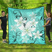 Hawaiian Plumeria Polynesian Premium Quilts - Turquoise - AH Black - Polynesian Pride