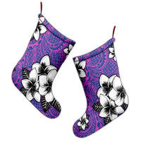Hawaiian Plumeria Tribal Pink Polynesian Christmas Stocking Blue AH - Polynesian Pride