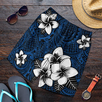 Hawaiian Plumeria Tribal Polynesian Men's Shorts Blue AH Art - Polynesian Pride
