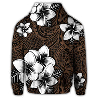 Hawaiian Plumeria Tribe Brown Polynesian Hoodie - Polynesian Pride