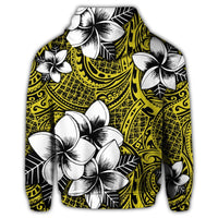 Hawaiian Plumeria Tribe Yellow Polynesian Zip Hoodie - Polynesian Pride